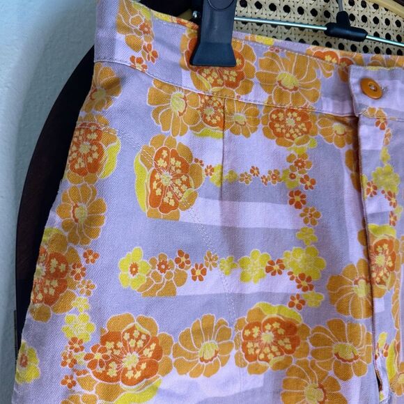 Free People Floral Bermuda Denim Shorts Multicolor‎ Size 14 - Picture 5 of 6